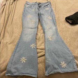 Light Blue Floral Embroidered Women's Jeans